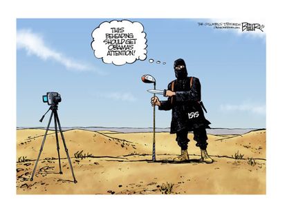 Obama cartoon world ISIS Foley
