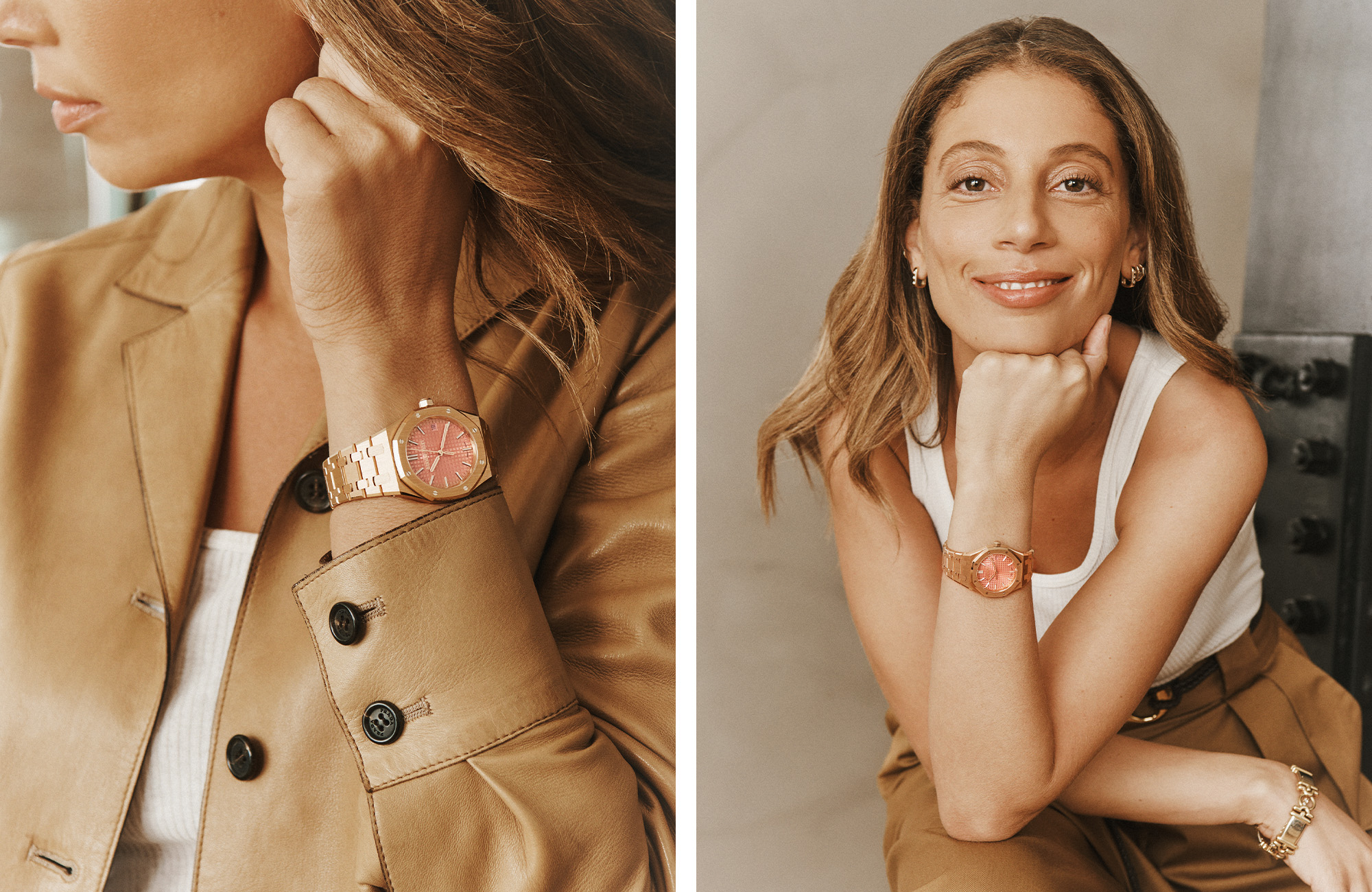 Malaika Crawford Wearing Pink and Gold Audemars Piguet Watch