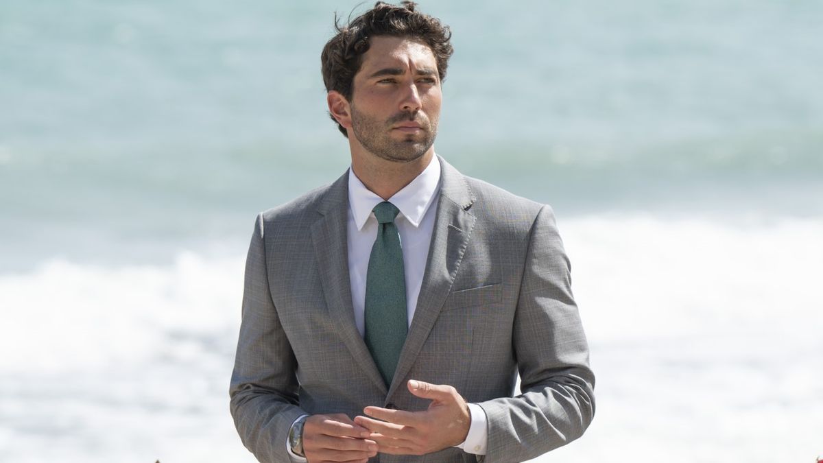 Joey Graziadei is shown on the beach as he prepares to propose on The Bachelor Season 28 finale on ABC.