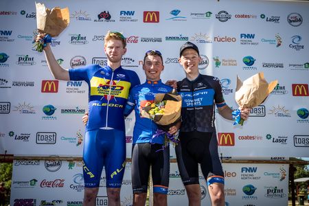 Nathan Elliott (Kenyan Riders Downunder), Patrick Lane and Pat Shaw (Avanti Isowhey Sport)