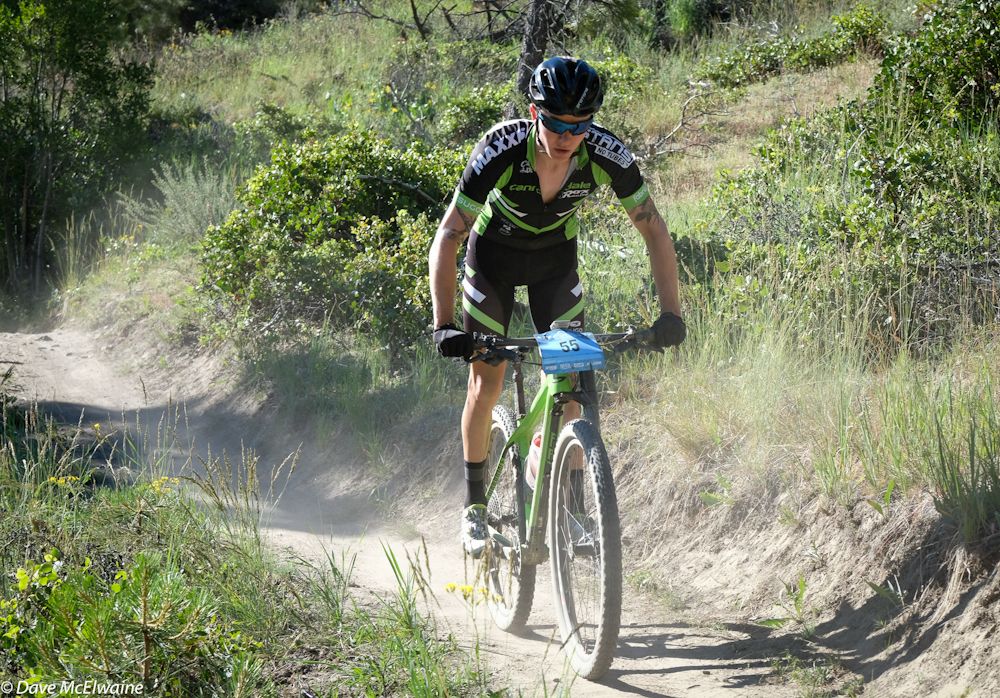 Keegan Swenson (Cannondale) riding in third position during lap one.