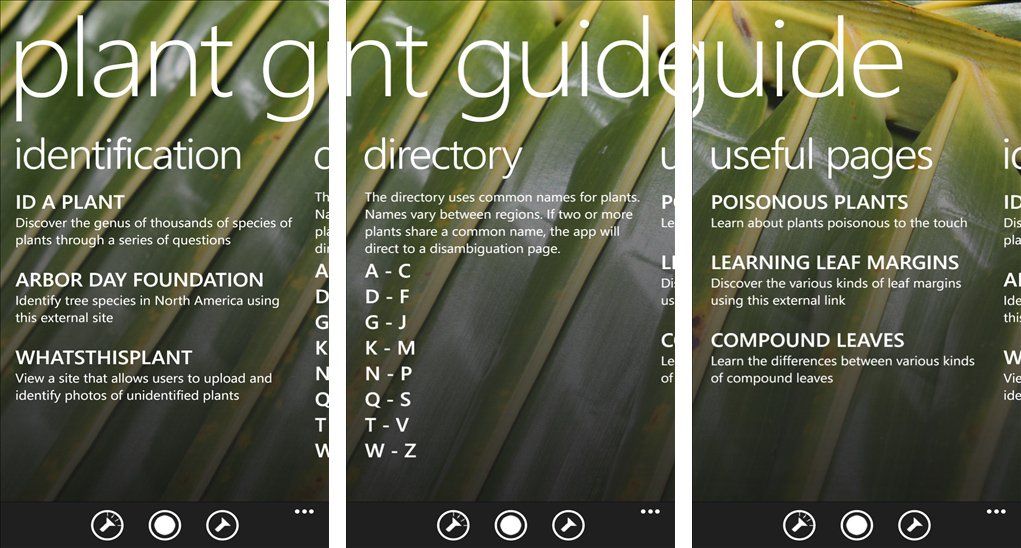 Plant Guide for Windows Phone 8, an easy reference app for identifying