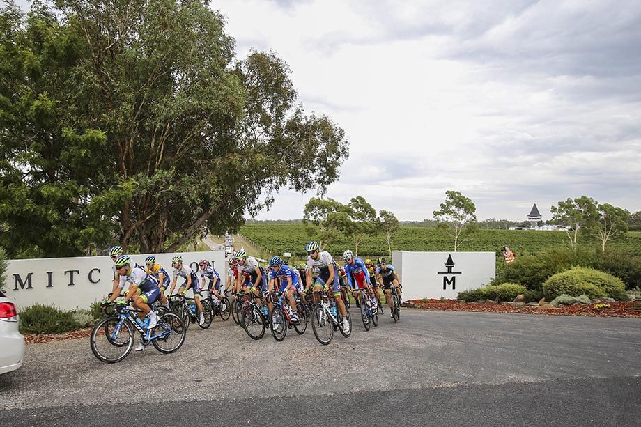 The peloton head out for the days racing