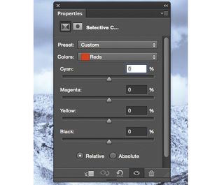 The Selective Color Adjustment panel