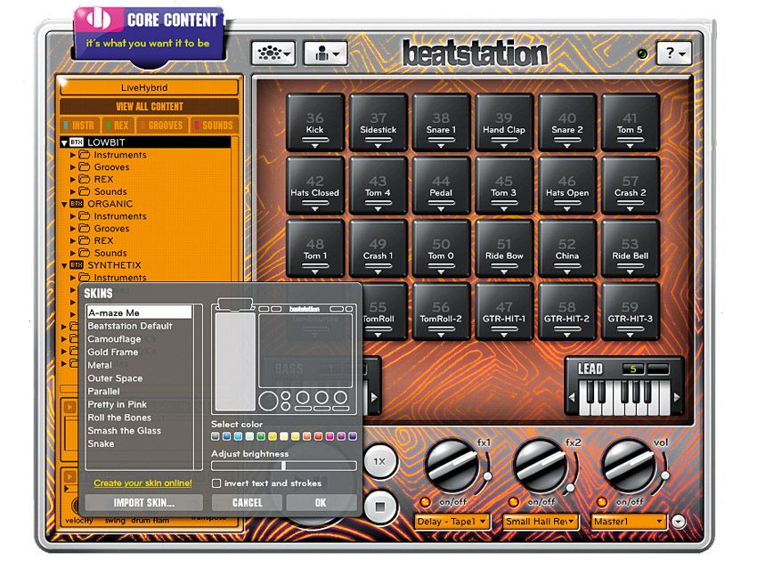 In keeping with its open-ended nature, Beatstation offers numerous skins so you can customise its look.