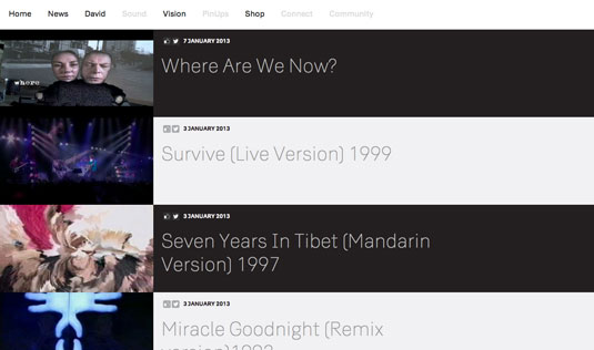 A number of music videos can be viewed on the site, including the promo for the latest single