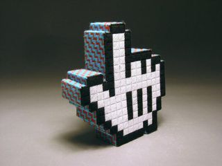 Pixel art: hand with pointing finger recreated in blocks