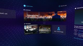 Speech Center VR menu interface