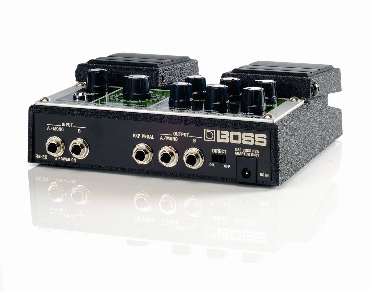 Audio inputs and outputs sit on the pedal's rear