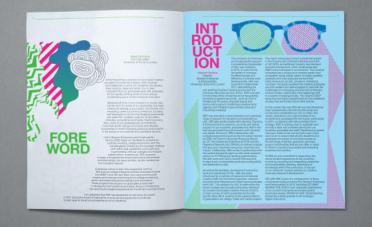 The Student Enterprise and Employability (SEE) is an organisation that helps University of the Arts London (UAL) graduates realise a professional career. For its brochure, Alphabetical created a hybrid design for three publications, to reflect a readership split between students and lecturers