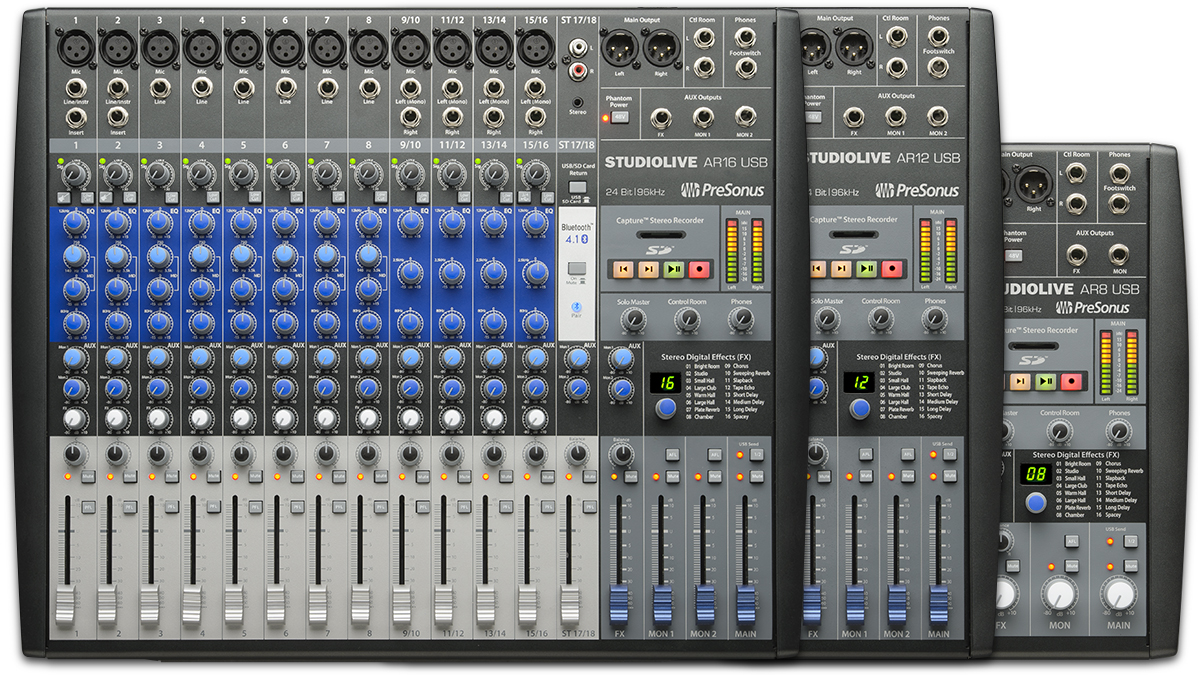 PreSonus's StudioLive AR USB mixers are designed to be at the hub