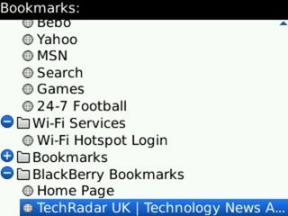 BlackBerry curve 3g: bookmarks