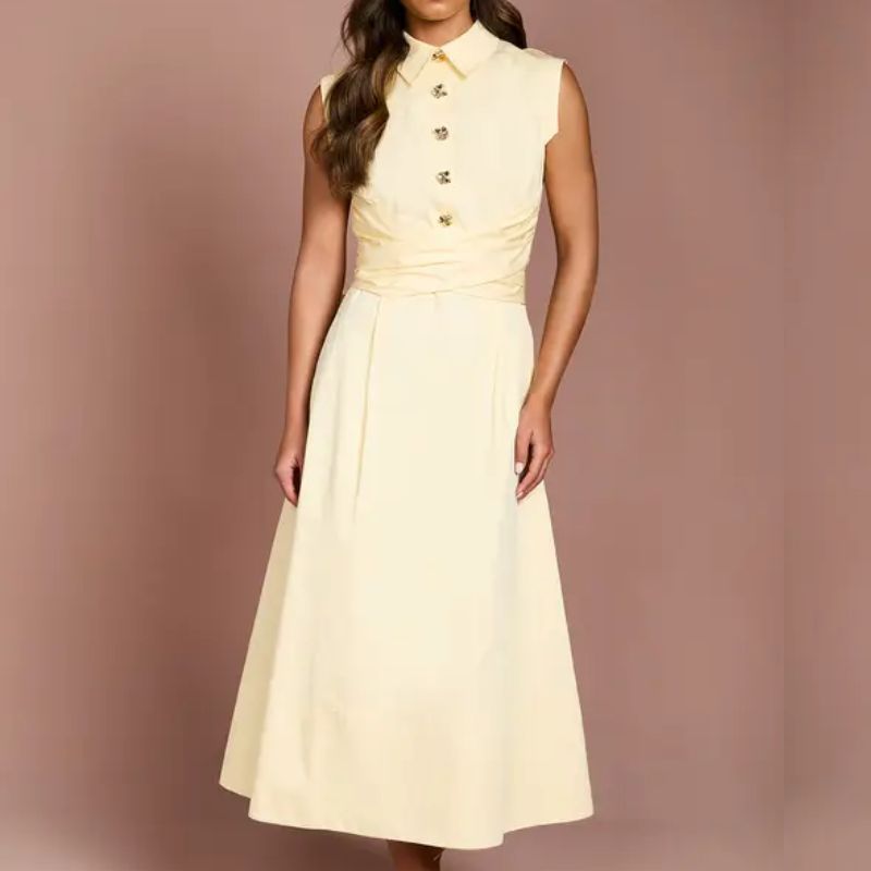 butter yellow midi dress