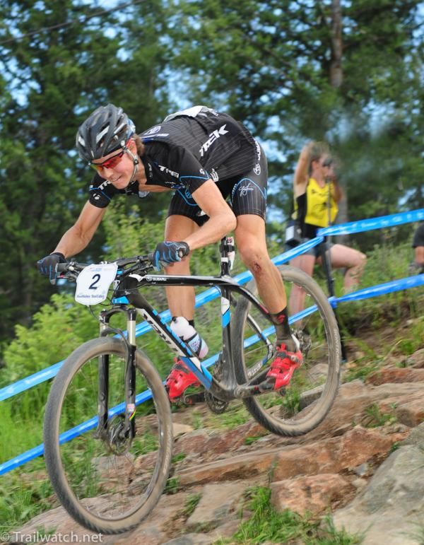 Sam Schultz (Subaru Trek) with one lap to go