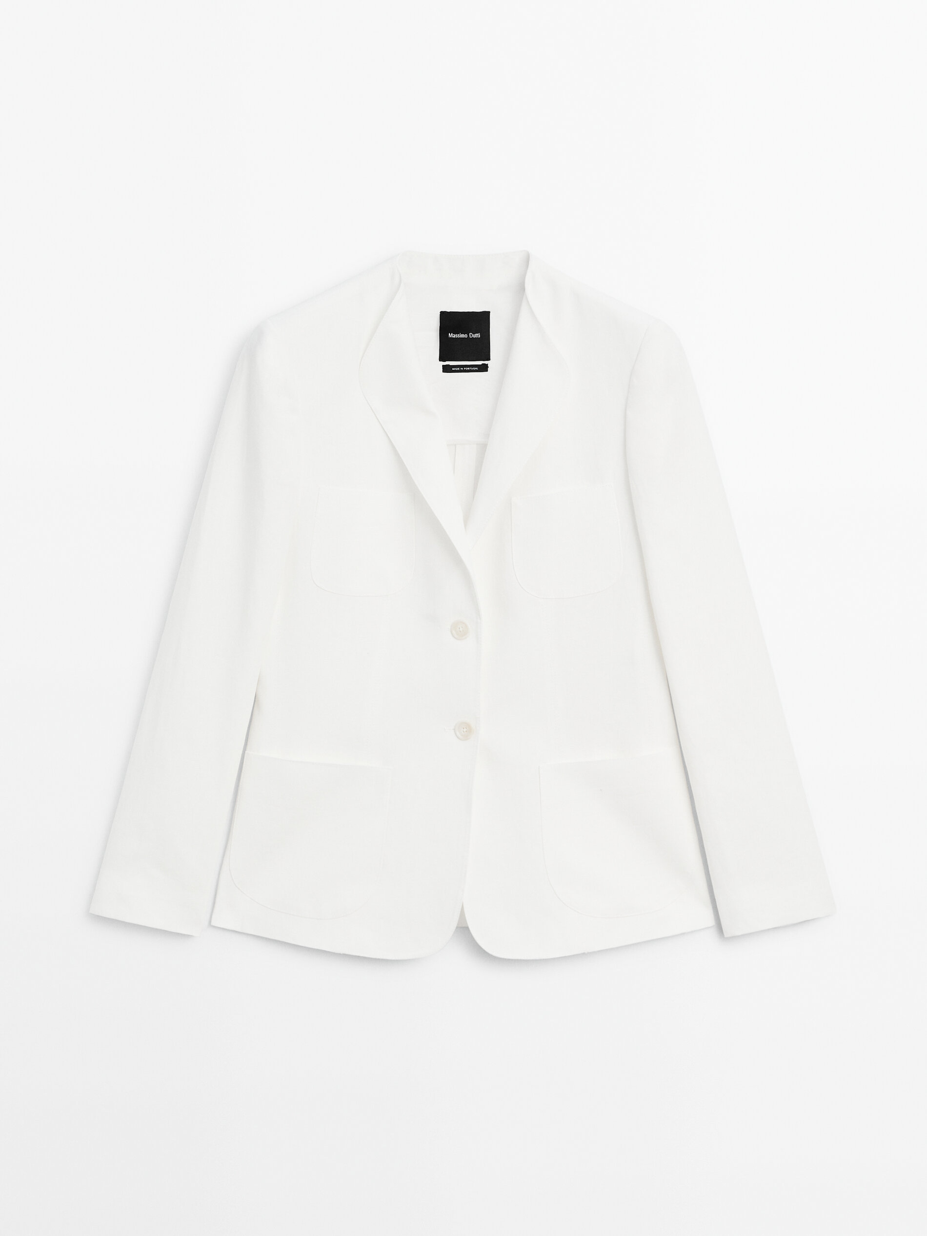 100% Linen Blazer With Lapel Detail