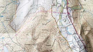 right to roam: OS map showing the Nant Ffrancon