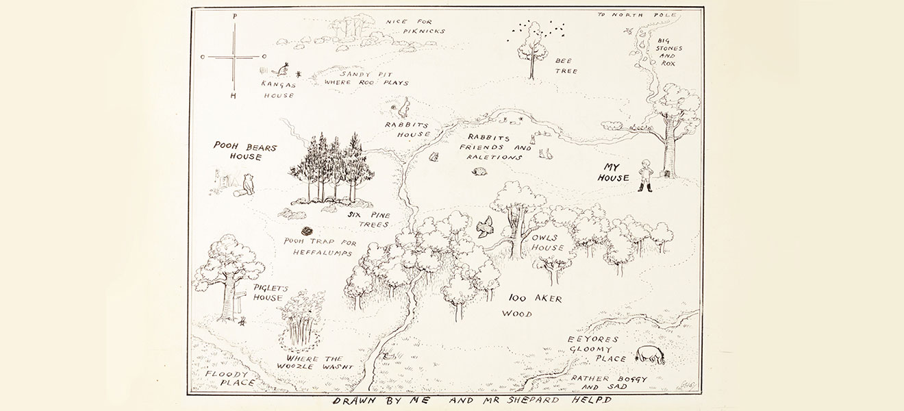 E. H. Shepard's map of Hundred Acre Wood in Winnie-the-Pooh