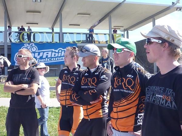 Jo Wall's support crew waits for her to finish