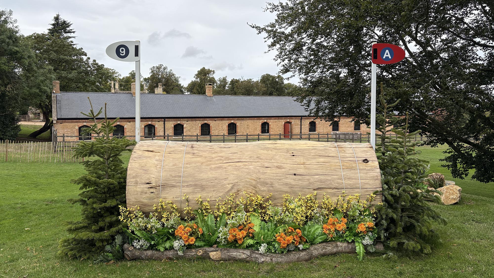 Log fence on the Burghley cross-country course 2026