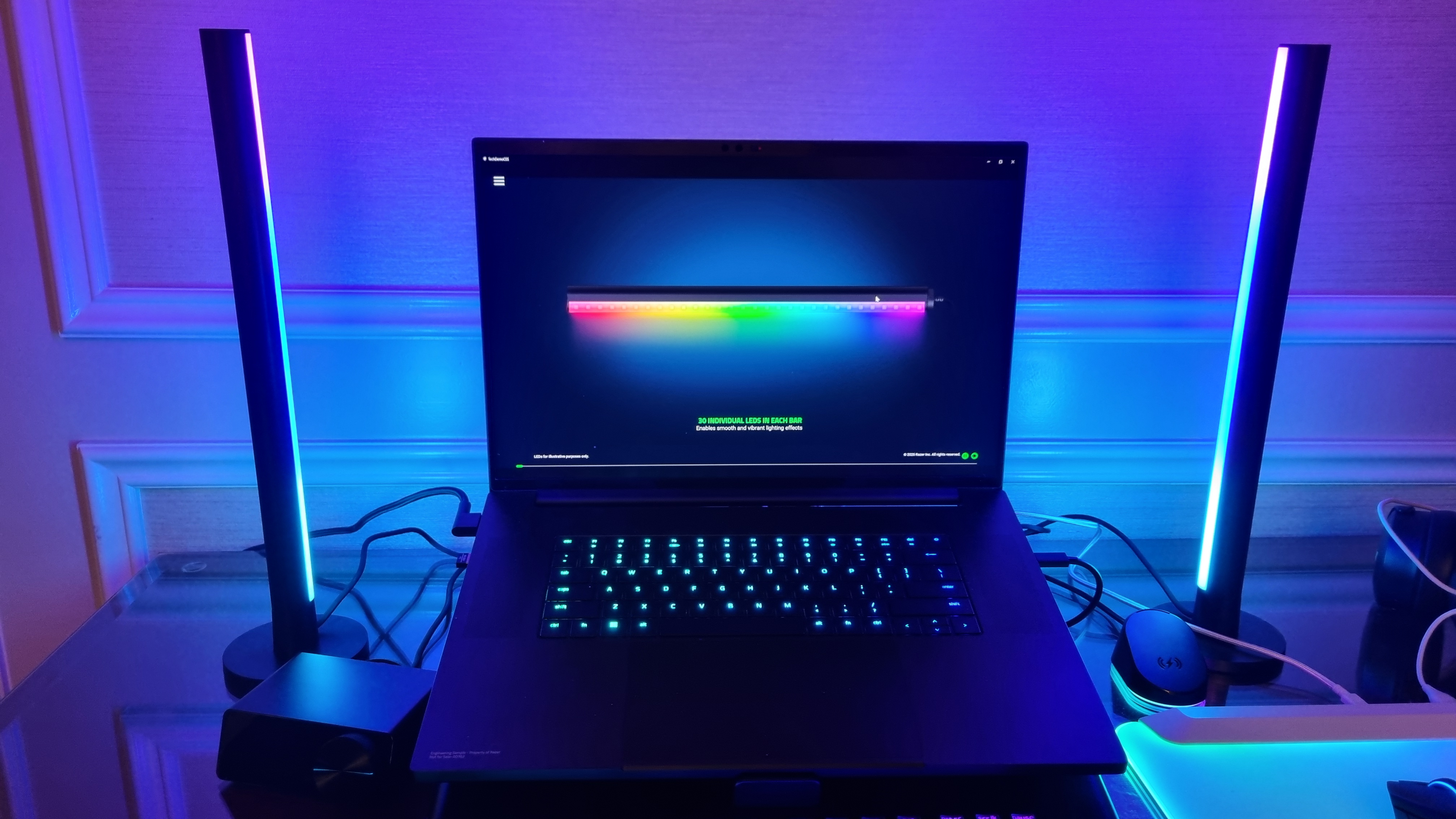 Razer's Aether RGB Chroma lighting system, showing various colours.