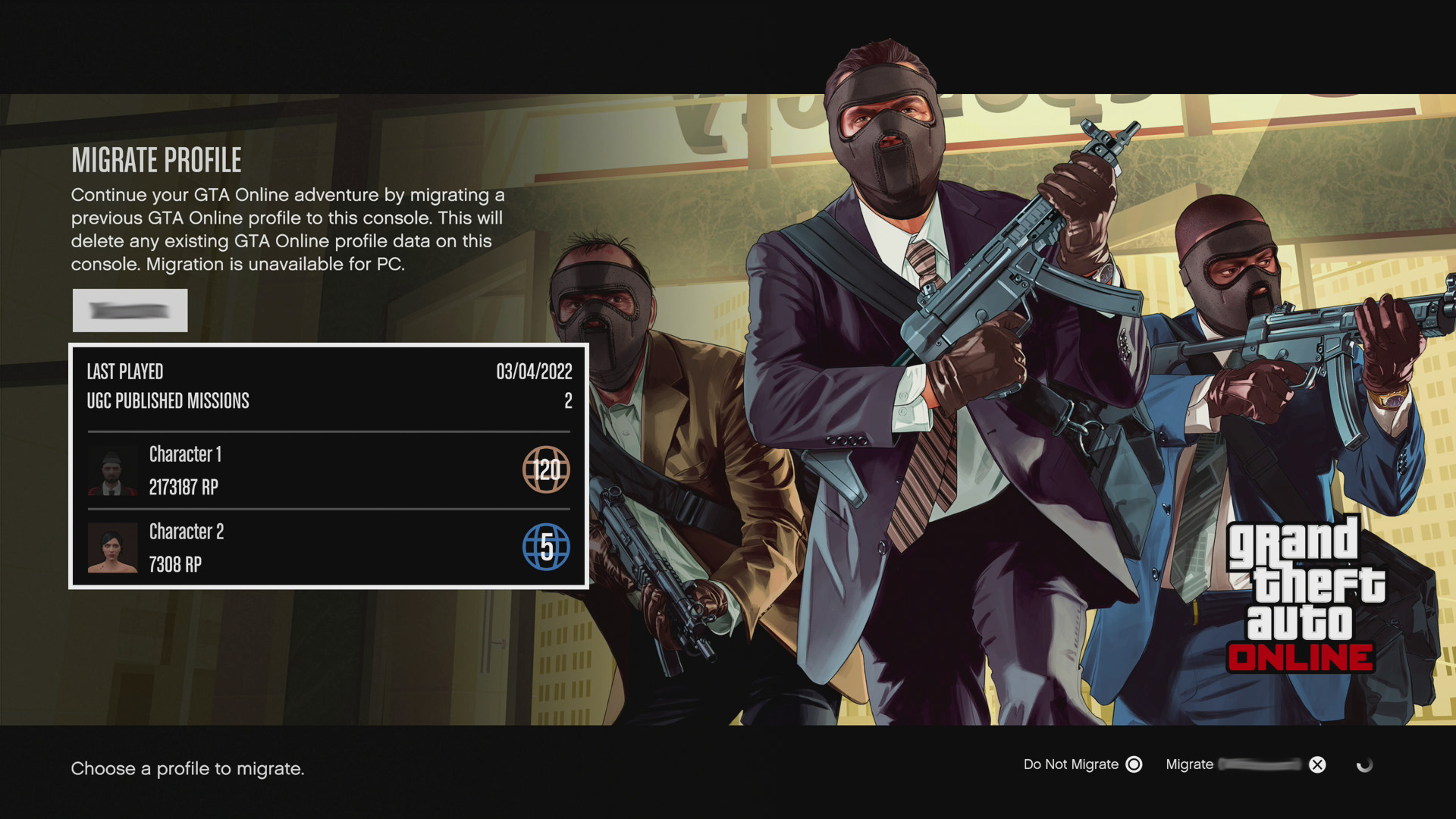 Grand Theft Auto Online profile migration to PS5 Xbox Series X