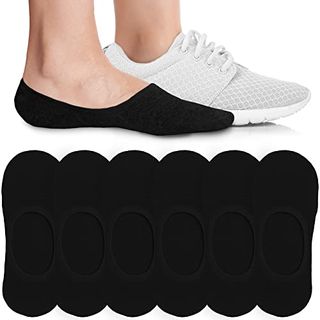 Eedor No-Show-Socken für Damen – 3 Paar transparente No-Show-Socken für Damen – große, schwarze, rutschfeste, flache Bootsstreifen-Socken mit niedrigem Schnitt (8–10)