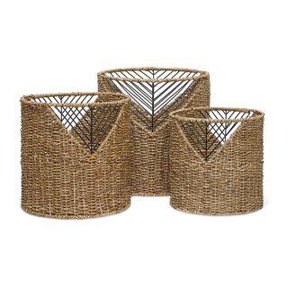 Woven textural storage baskets