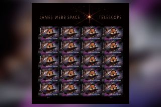 The new James Webb Space Telescope postage stamp will come in sheets of 20 with a selvage image of a star and distant space that was captured by the observatory early in its mission, confirming the perfect alignment of the telescope's 18 gold-coated mirror segments.
