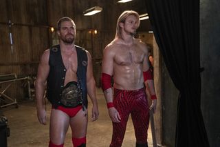 Stephen Amell and Alexander Ludwig in Heels on STARZ.