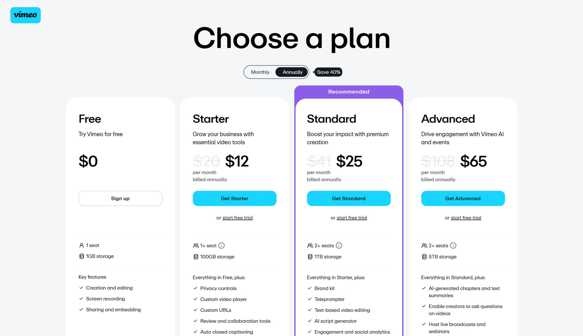 Wix/Vimeo video maker pricing
