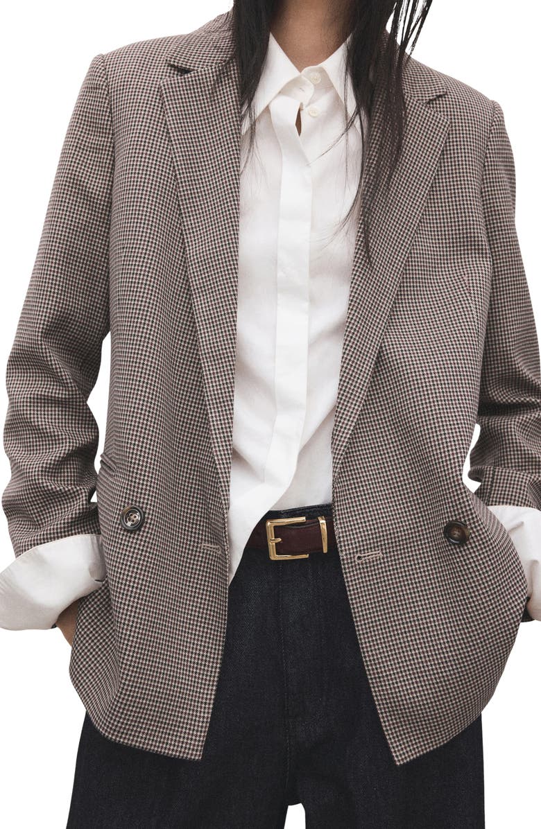 Houndstooth Microcheck Double Breasted Blazer