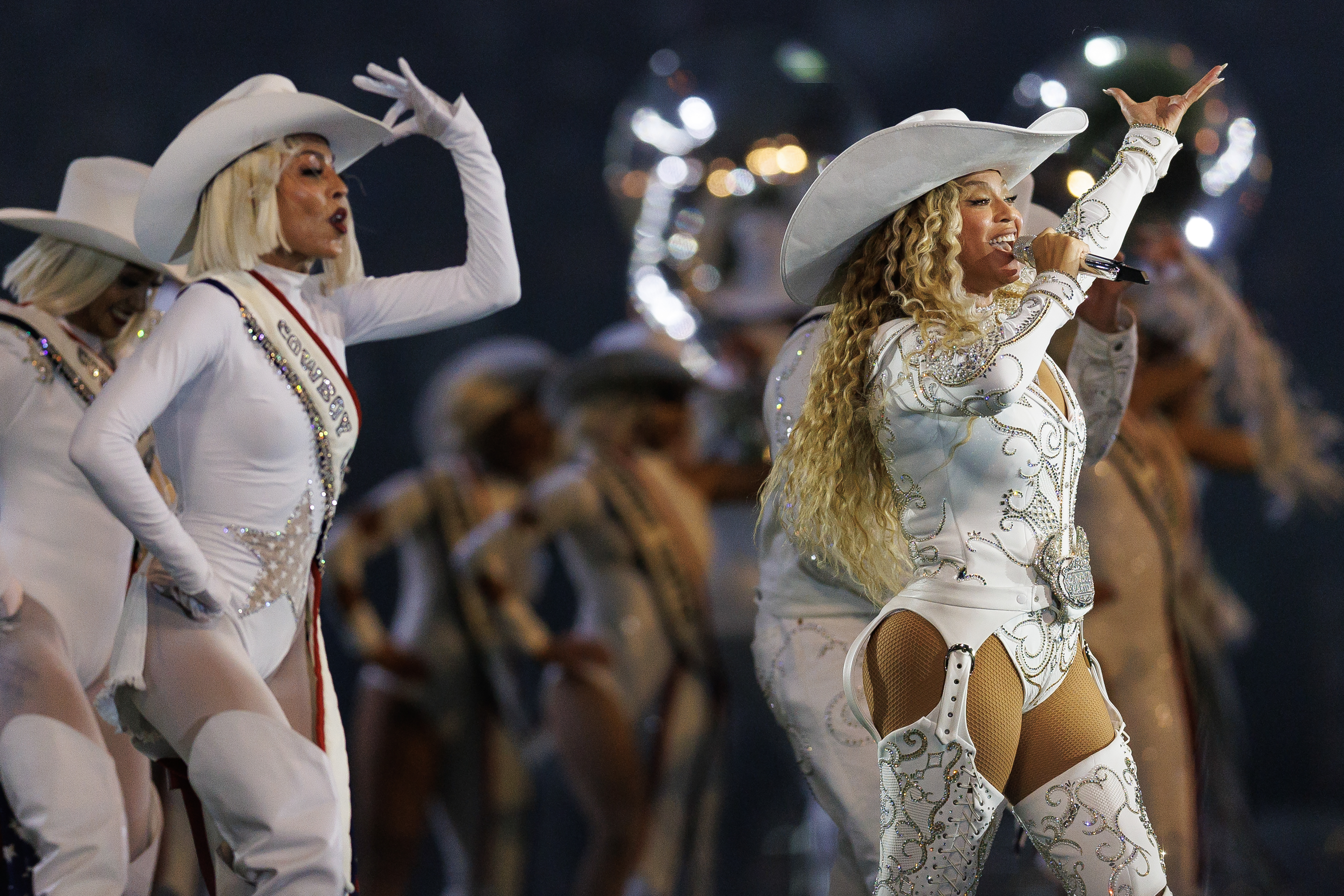 Beyoncé performing a medley of Cowboy Carter songs on Christmas 2024