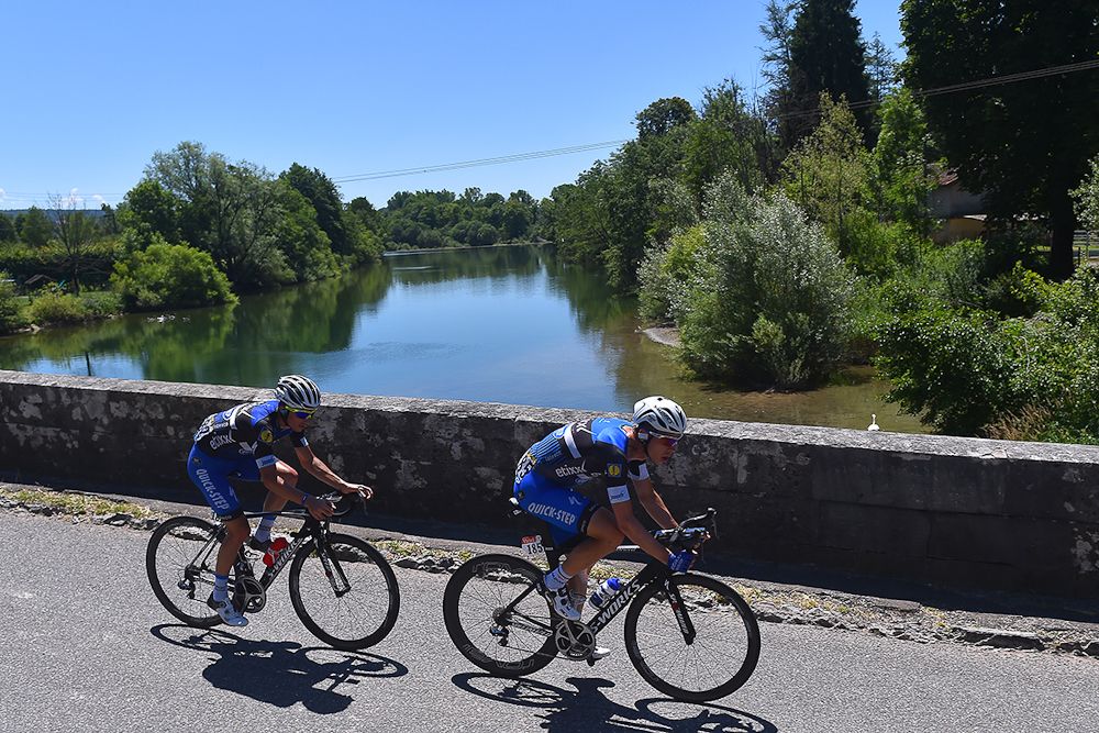 Tony Martin and Julian Alaphilippe in the breakaway during stage 16 of the Tour de France.