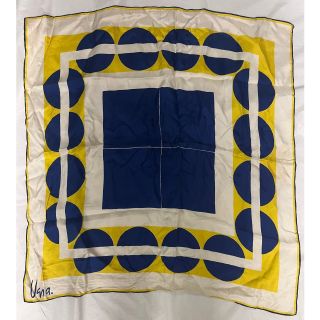 Vintage Vera Neumann Silk Scarf ~ Signed ~ 30" Geometric Yellow & Blue