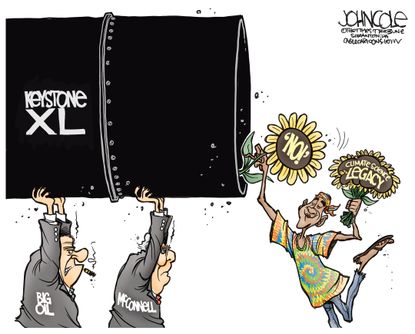Obama cartoon U.S. Keystone XL Pipeline