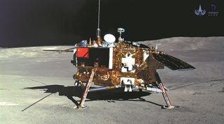 China's Chang'e 4 farside moon lander, photographed by the mission's rover, Yutu 2.