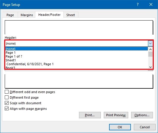 Excel predefined header