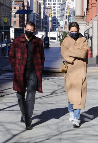 Katie Holmes and Emilio Vitolo Jr. out for a walk on March 8, 2021 in New York City, New York.
