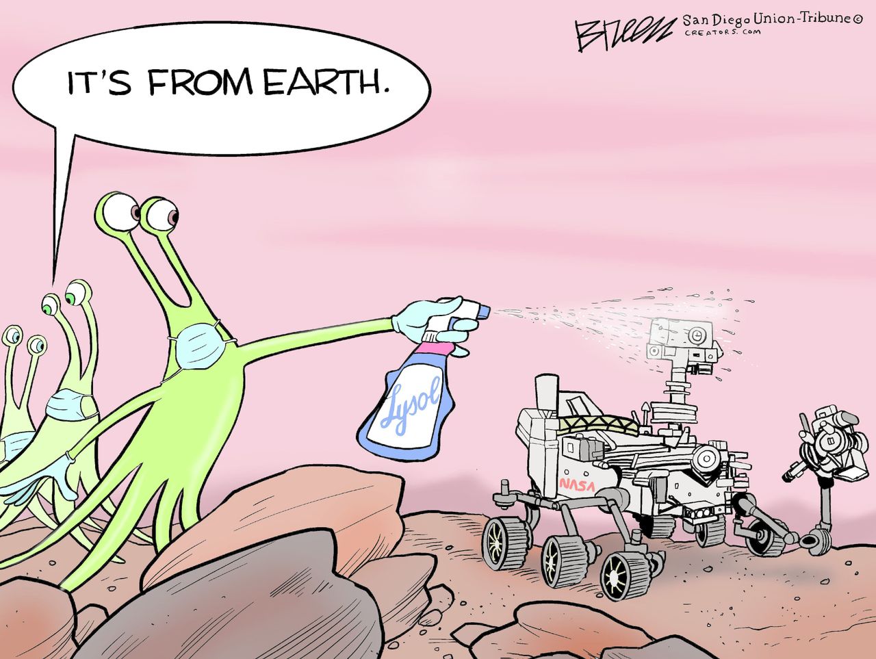 Editorial Cartoon U.S. mars perseverance covid