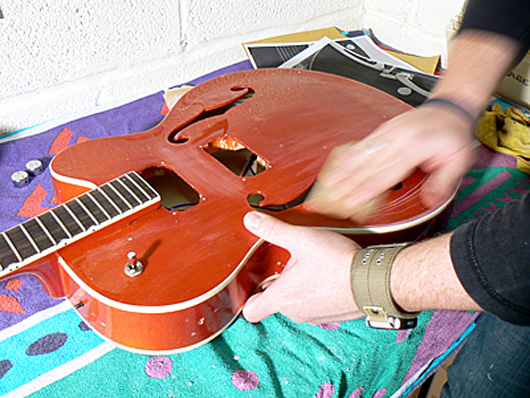 Hand-sanding the body