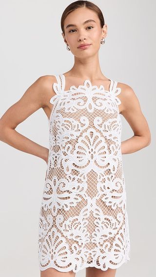 Self Portrait White Guipure Lace Mini Dress