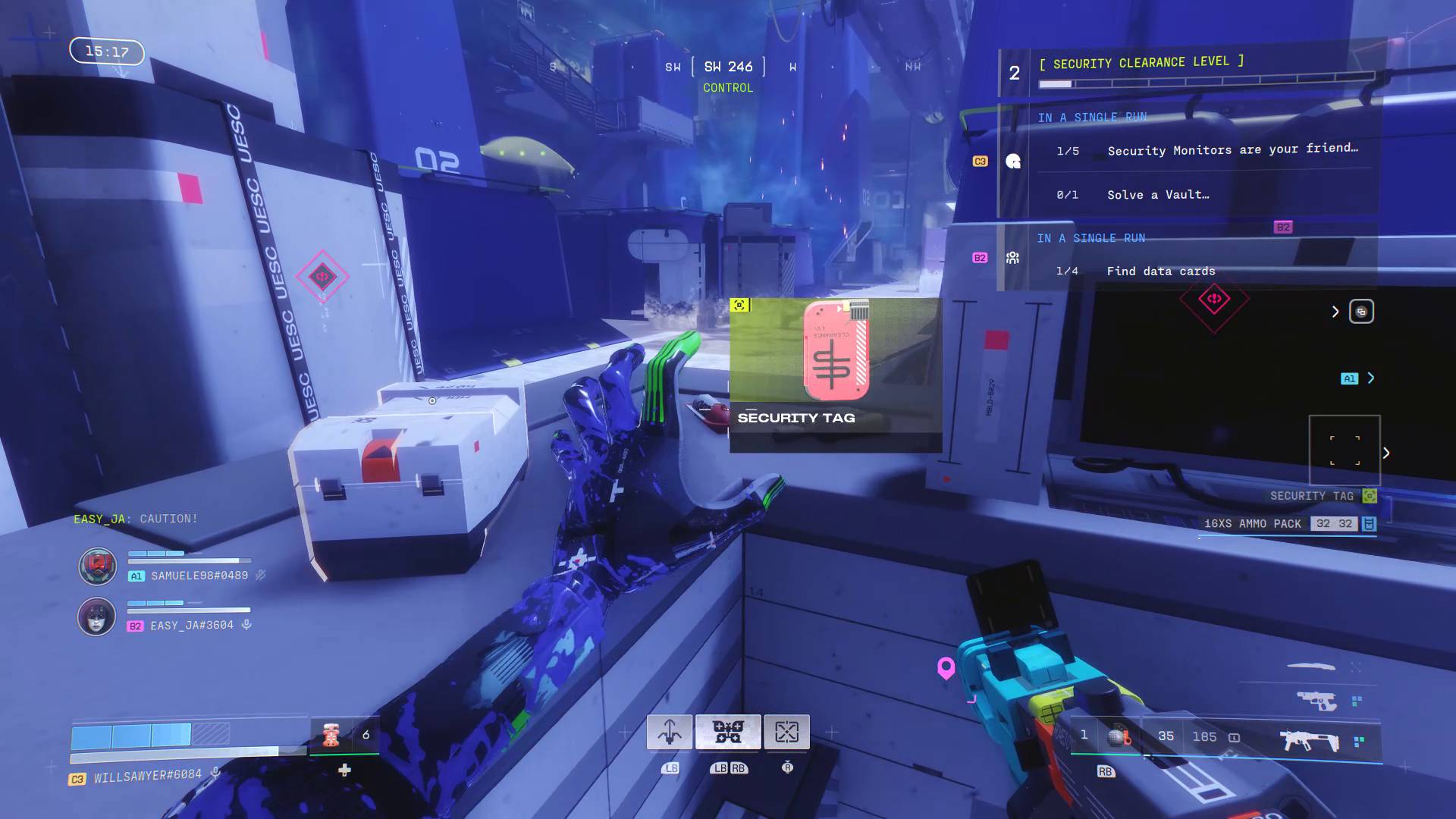 Marathon Cryo Archive player grabbing red security tag item from desk