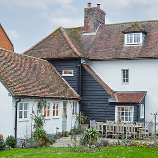 exterior of a traditional English cottage farmhouse