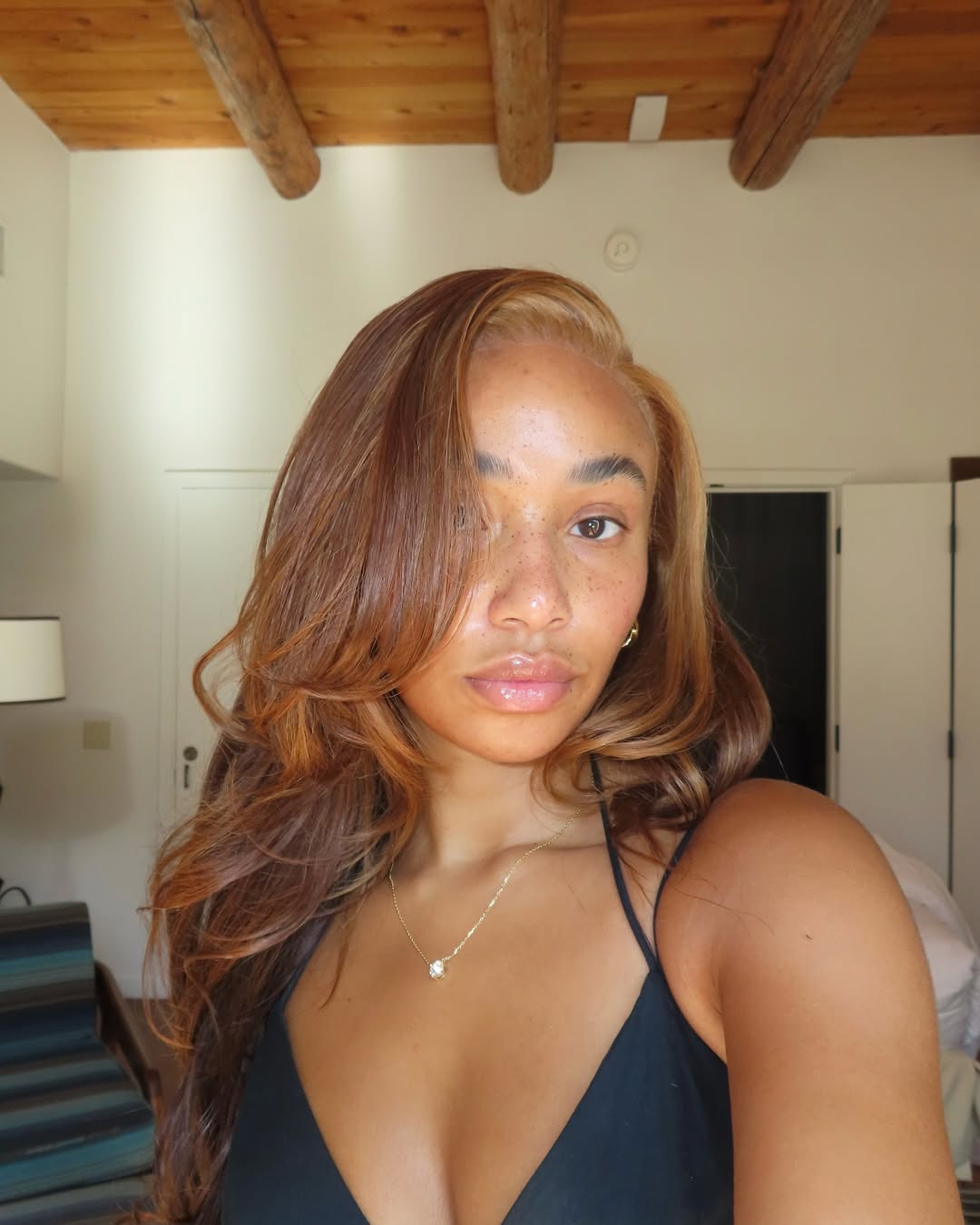 Symphani Soto with honey blonde hair