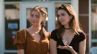 (L to R) MADDIE PHILLIPS as STERLING WESLEY and ANJELICA BETTE FELLINI as BLAIR WESLEY in Teenage Bounty Hunters