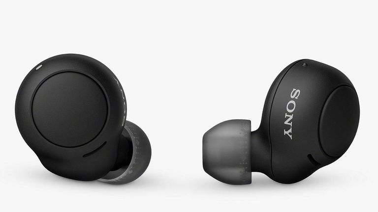Sony WF-C500 true wireless earbuds on white background