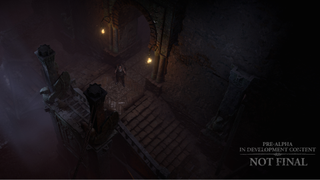 Personnage jouable en haut d'un escalier dans Diablo 4