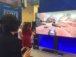 A virtual reality game created by Lockheed Martin lets the user drive a rover around on the surface of Mars.