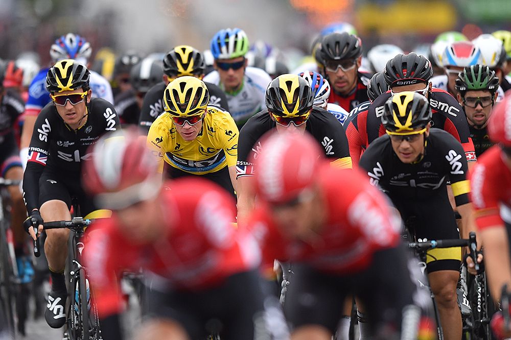 Chris Froome (Team Sky) sits in the field