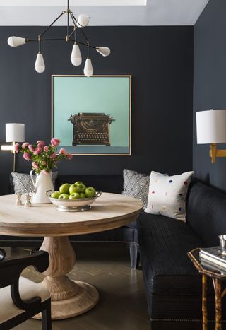 grey breakfast nook by Liz Caan & Co